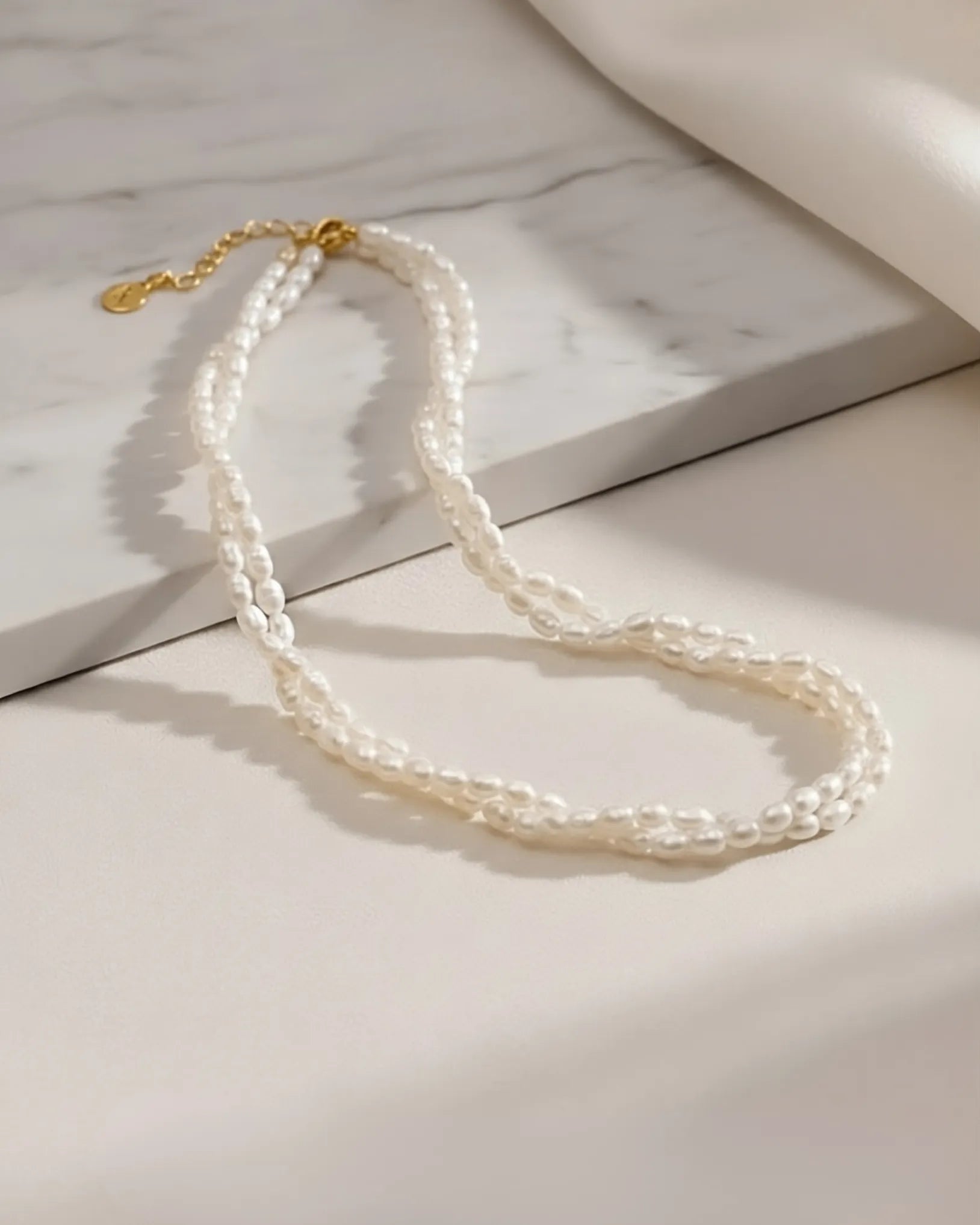 Amara - Vintage Style AAA Double Strand Natural Rice Pearl Necklace