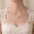 Bridal Pearl Necklace - Asymmetric 3-4.5mm Freshwater Station Choker 925 Sterling Silver for Bride