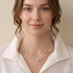 Asymmetric 3-4.5mm Freshwater Station Pearl Choker in 925 Sterling Silver