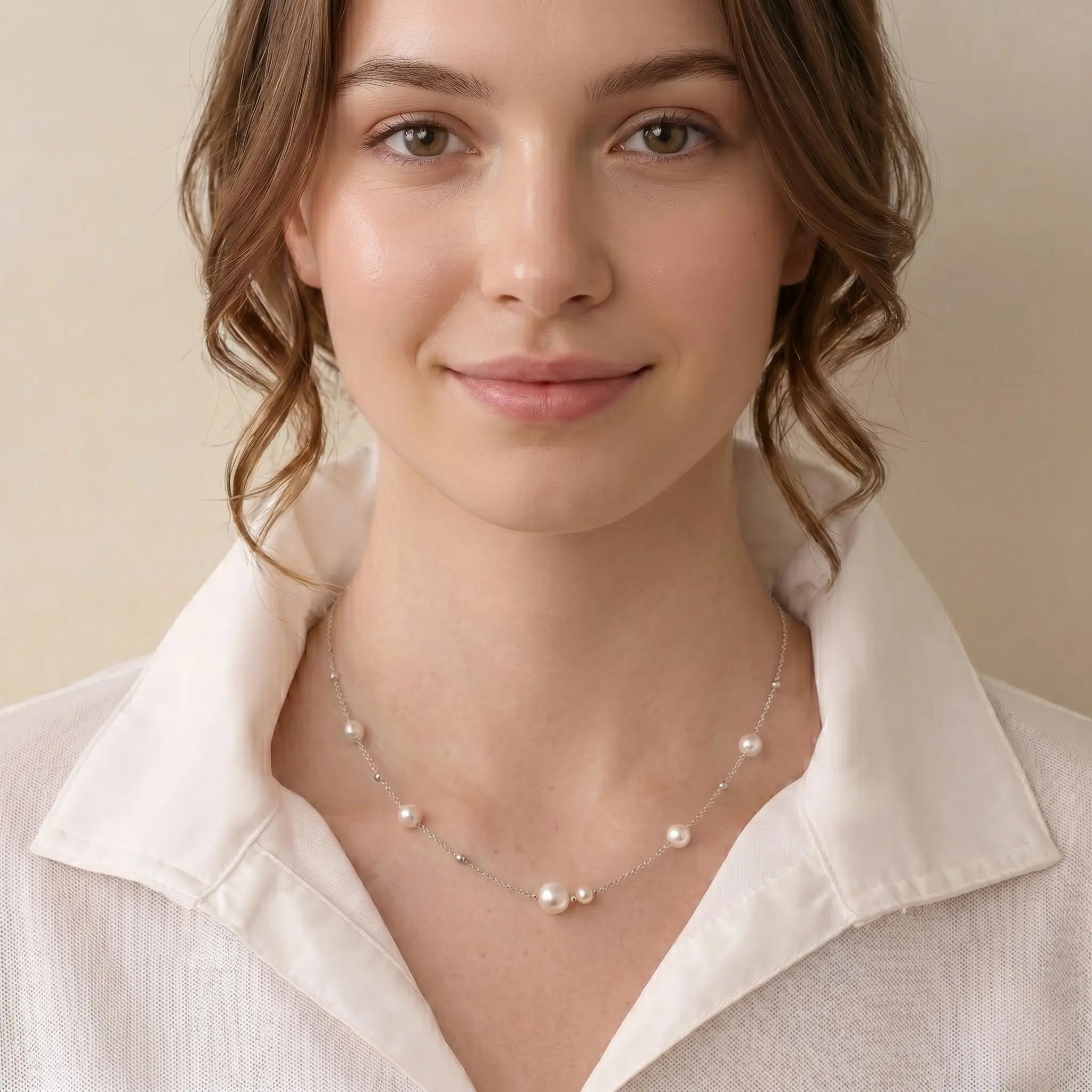 Asymmetric 3-4.5mm Freshwater Station Pearl Choker in 925 Sterling Silver