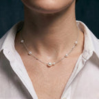 Asymmetric 3-4.5mm Freshwater Station Pearl Choker in 925 Sterling Silver