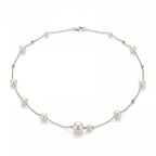 Asymmetric 3-4.5mm Freshwater Station Pearl Choker in 925 Sterling Silver