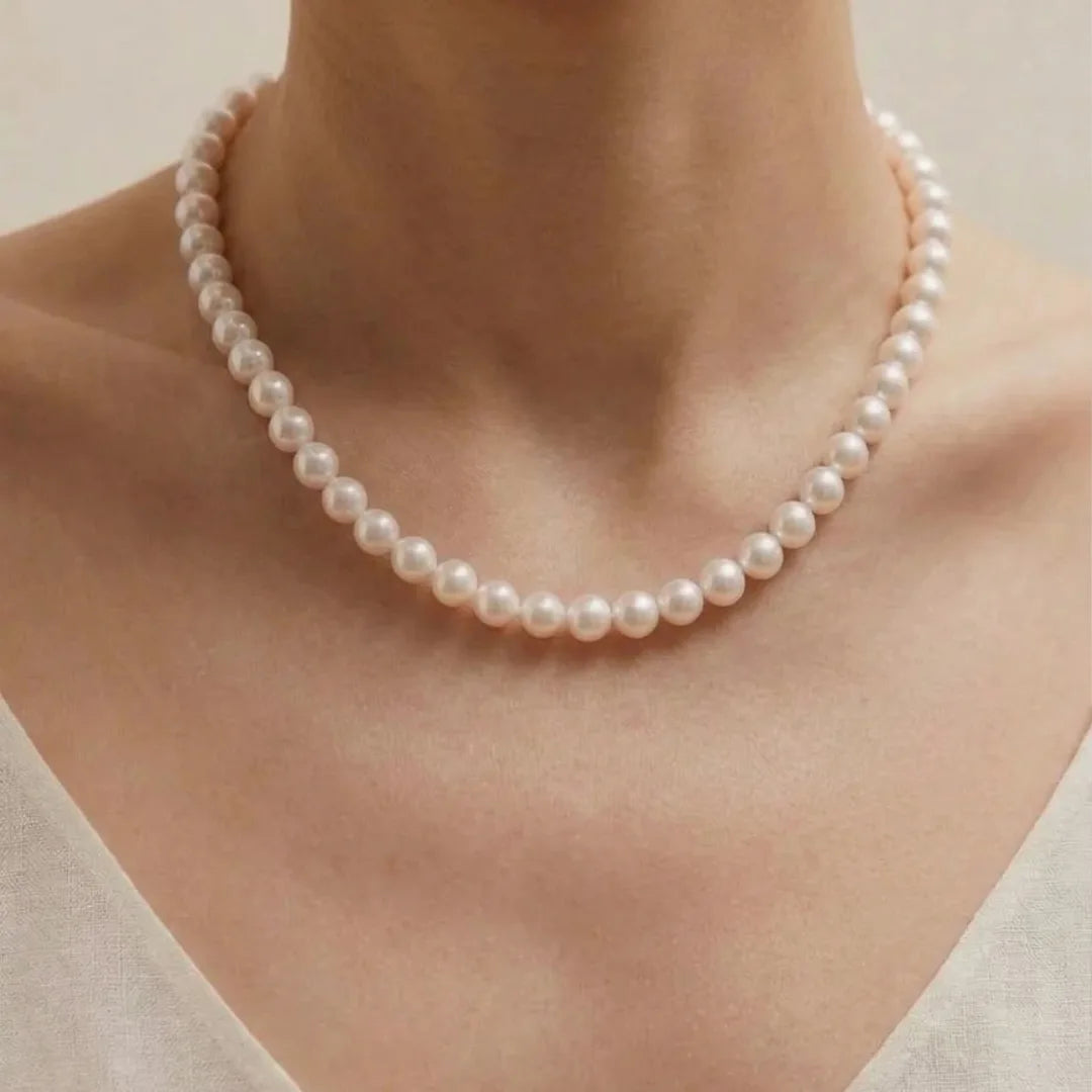 7-9.5mm White Freshwater Pearl Necklace