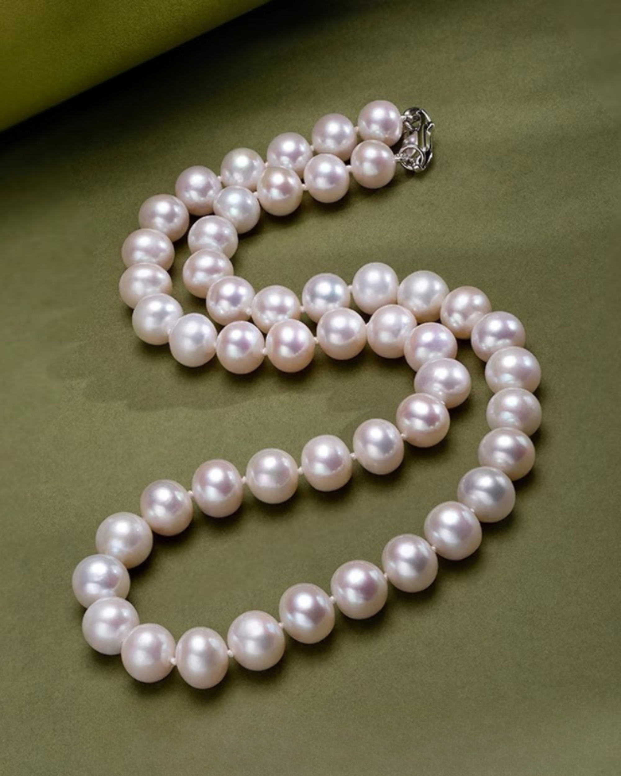 Aurelia – AAA Quality Round Lustrous Natural Freshwater Pearl Necklace | 7–9.5mm | 925 Sterling Silver