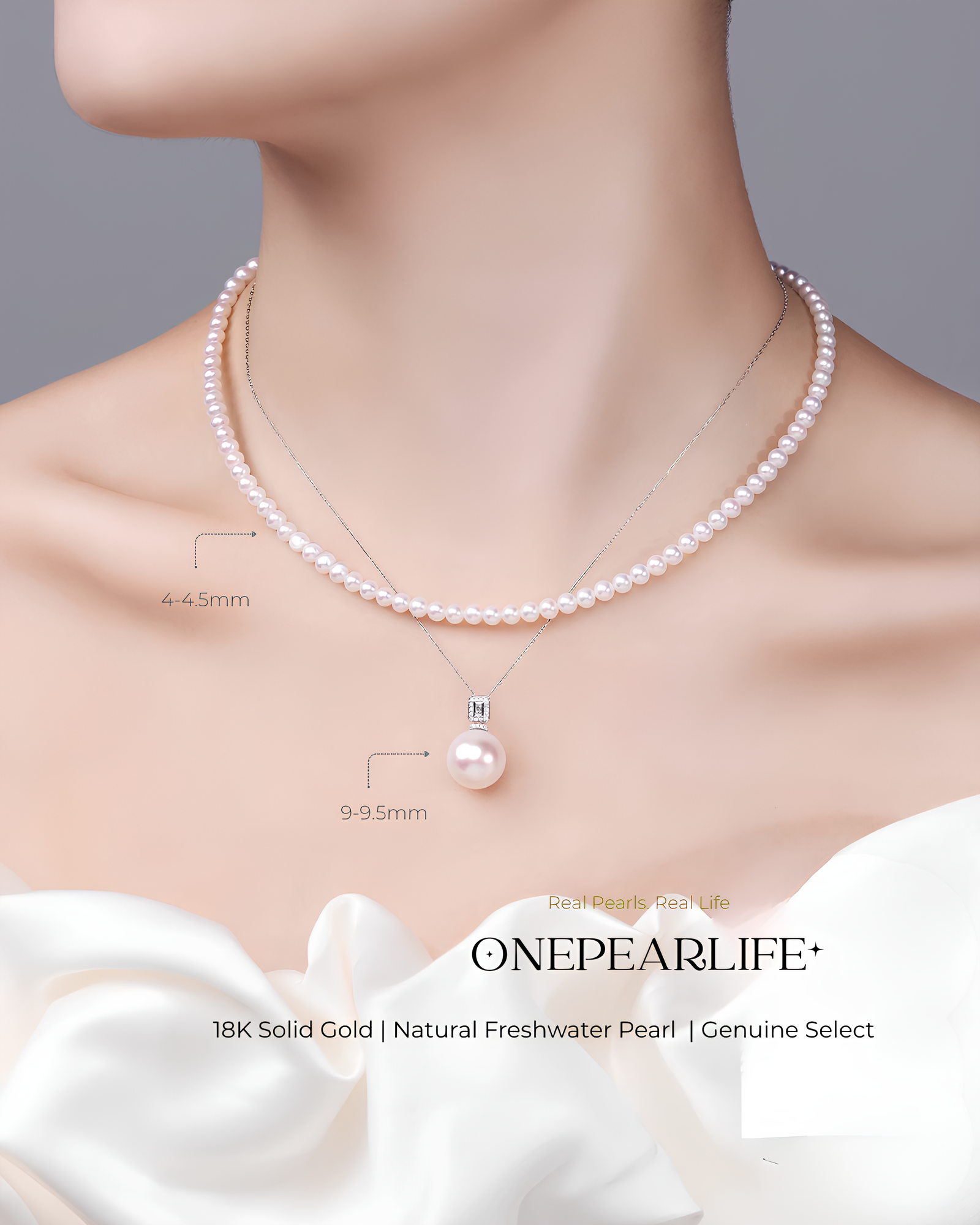 Aurina - AAA Tiny White Freshwater Pearls in 18K Solid Gold