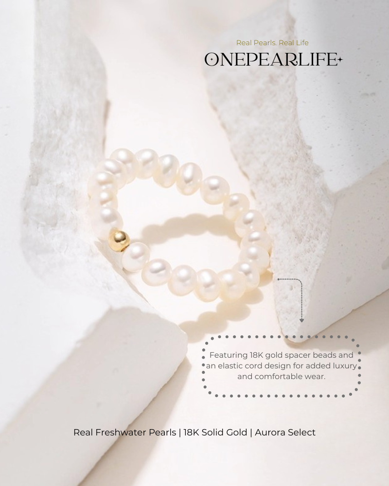 Nivara – AAA Quality Natural Freshwater Pearl Adjustable Ring | 3–3.5 mm | 18K Gold Onepearlife