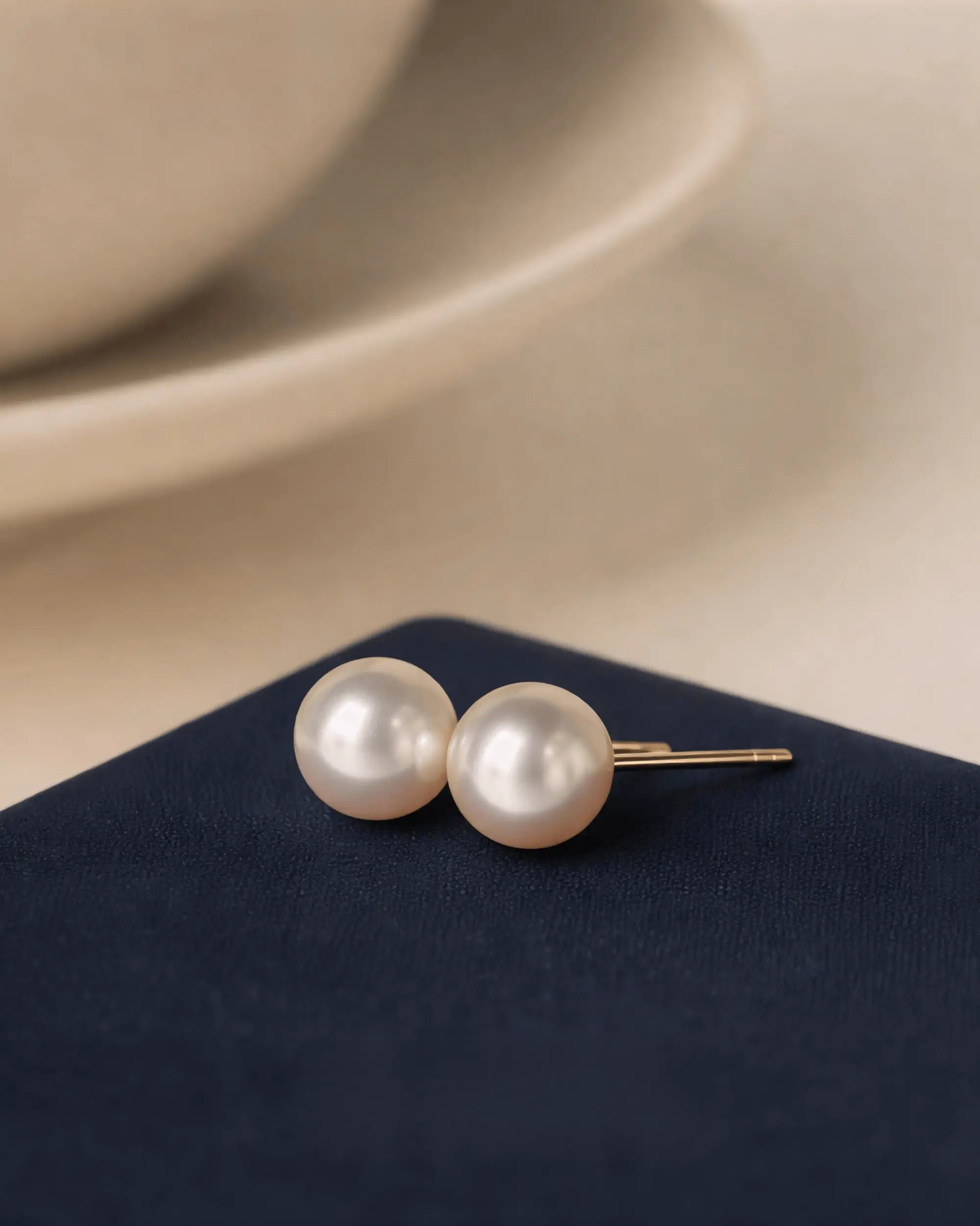 Aya – AAA+ Japanese Akoya White Pearl Stud Earrings | 4–7.5mm | 18K Solid Gold