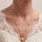 Bridal Baroque Pearl Pendant, 18K Gold Vermeil Wedding Necklace over Sterling Silver