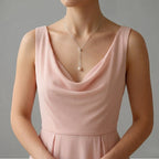 Bridesmaid Gift Pearl Necklace, 925 Sterling Silver Floating Pearl Y-Necklace for Bridesmaids