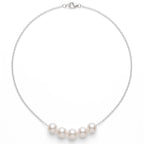 Bridesmaid Gift 925 Sterling Silver Freshwater Pearl "Smile" Bar Necklace for Brides (5-5.5mm)