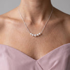 Bridesmaid Gift 925 Sterling Silver Freshwater Pearl "Smile" Bar Necklace for Brides (5-5.5mm)