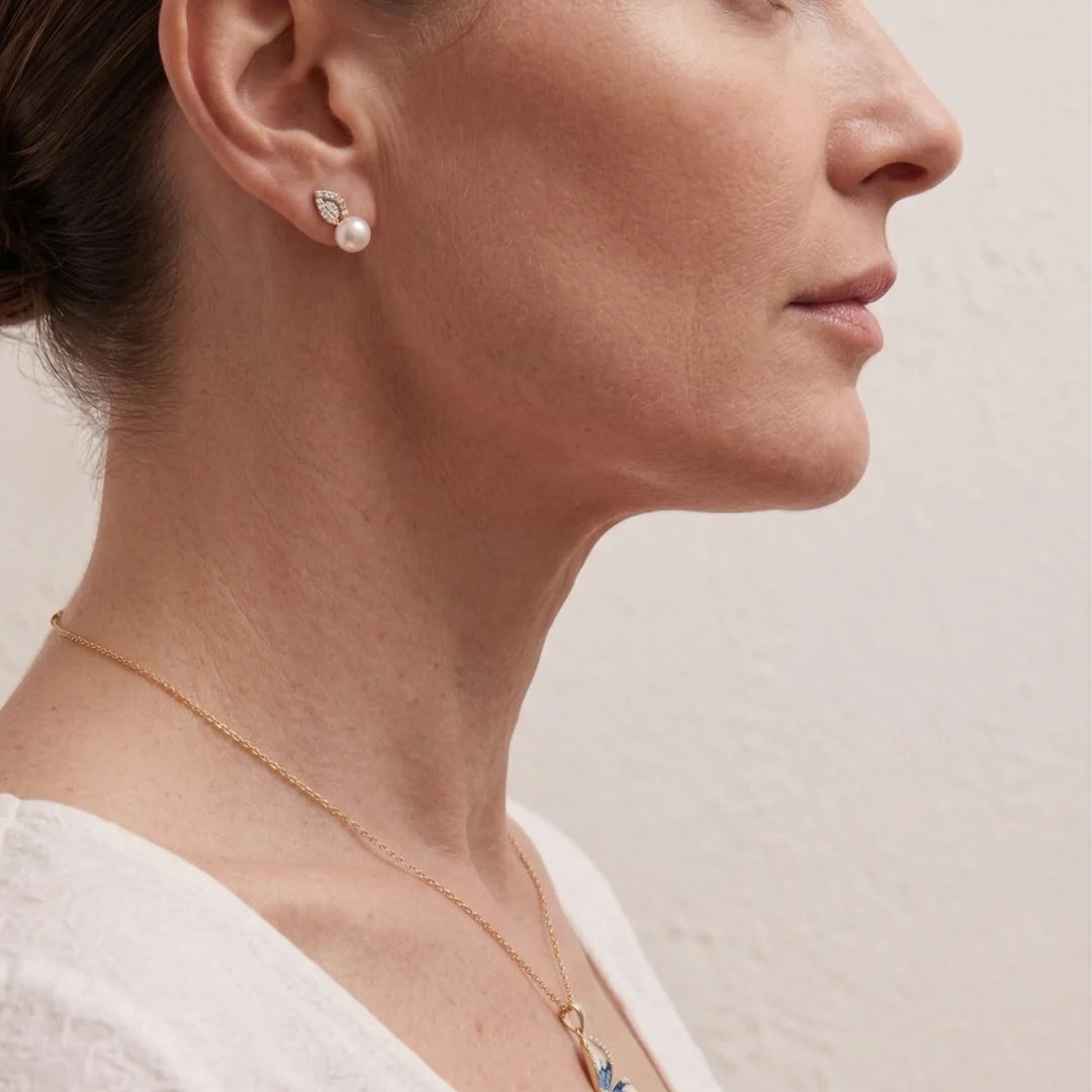 7-7.5mm Designed Enamel Butterfly Akoya Pearl Pendant