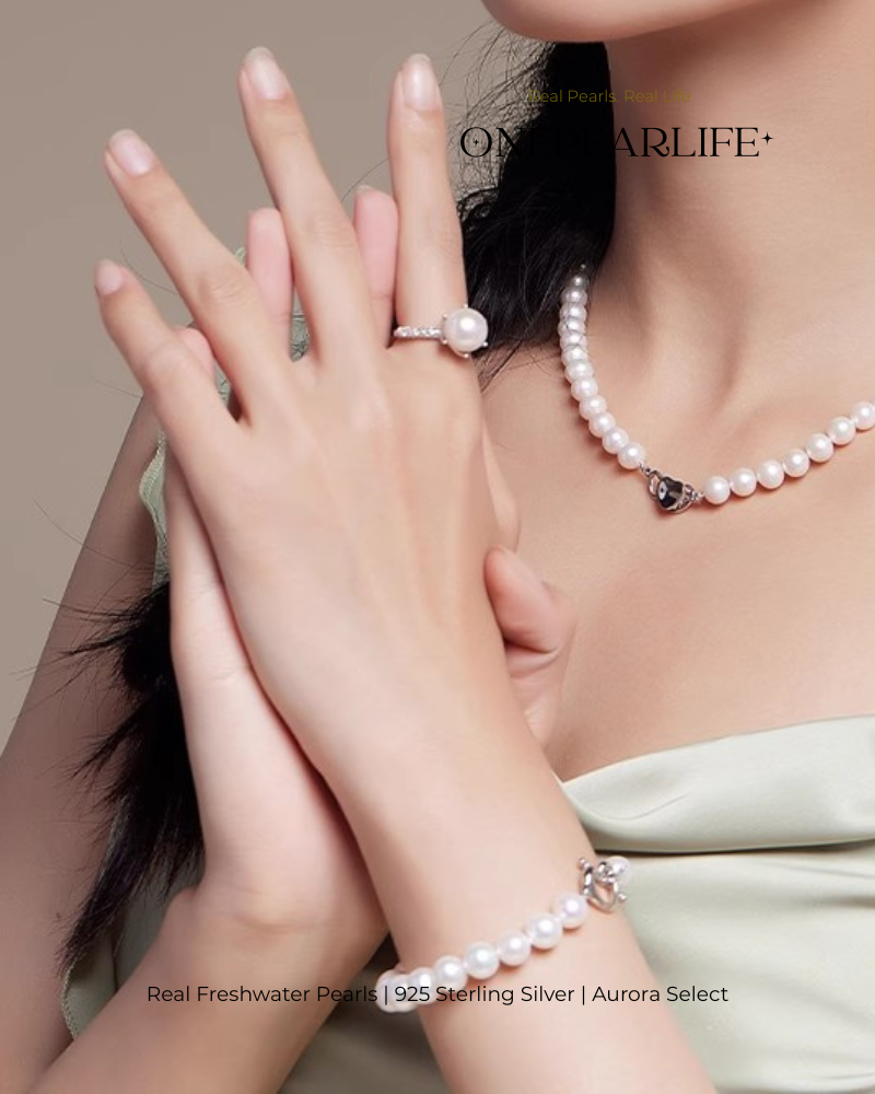 Calysta – AAA Quality Natural Freshwater Pearl Adjustable Ring | 9–9.5 mm | 925 Silver + CZ Onepearlife