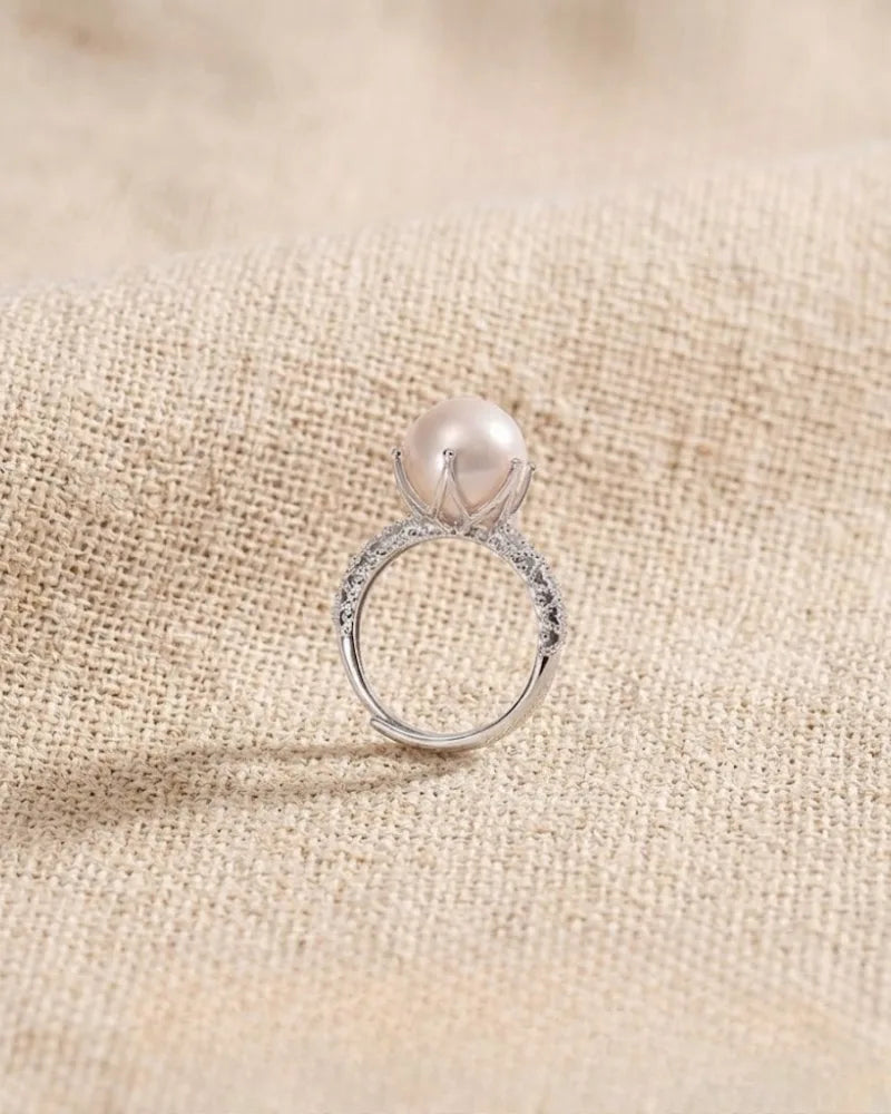 10-10.5mm Large White Freshwater Adjustable Pearl Ring