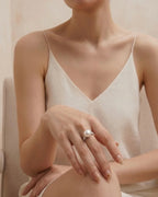 10-10.5mm Large White Pearl Ring, Adjustable S925 Sterling Silver Statement Ring