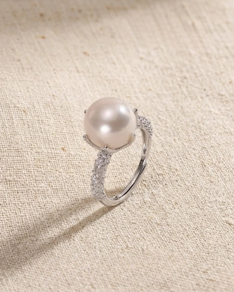 10-10.5mm Large White Freshwater Adjustable Pearl Ring