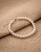 6-6.5mm Dainty White Pearl Bracelet, S925 Sterling Silver Freshwater Pearl Jewelry