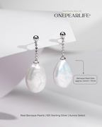 Celia – AAA Quality Natural Baroque Pearl Earrings | 14×11mm | 18K Gold Vermeil or 925 Sterling Silver