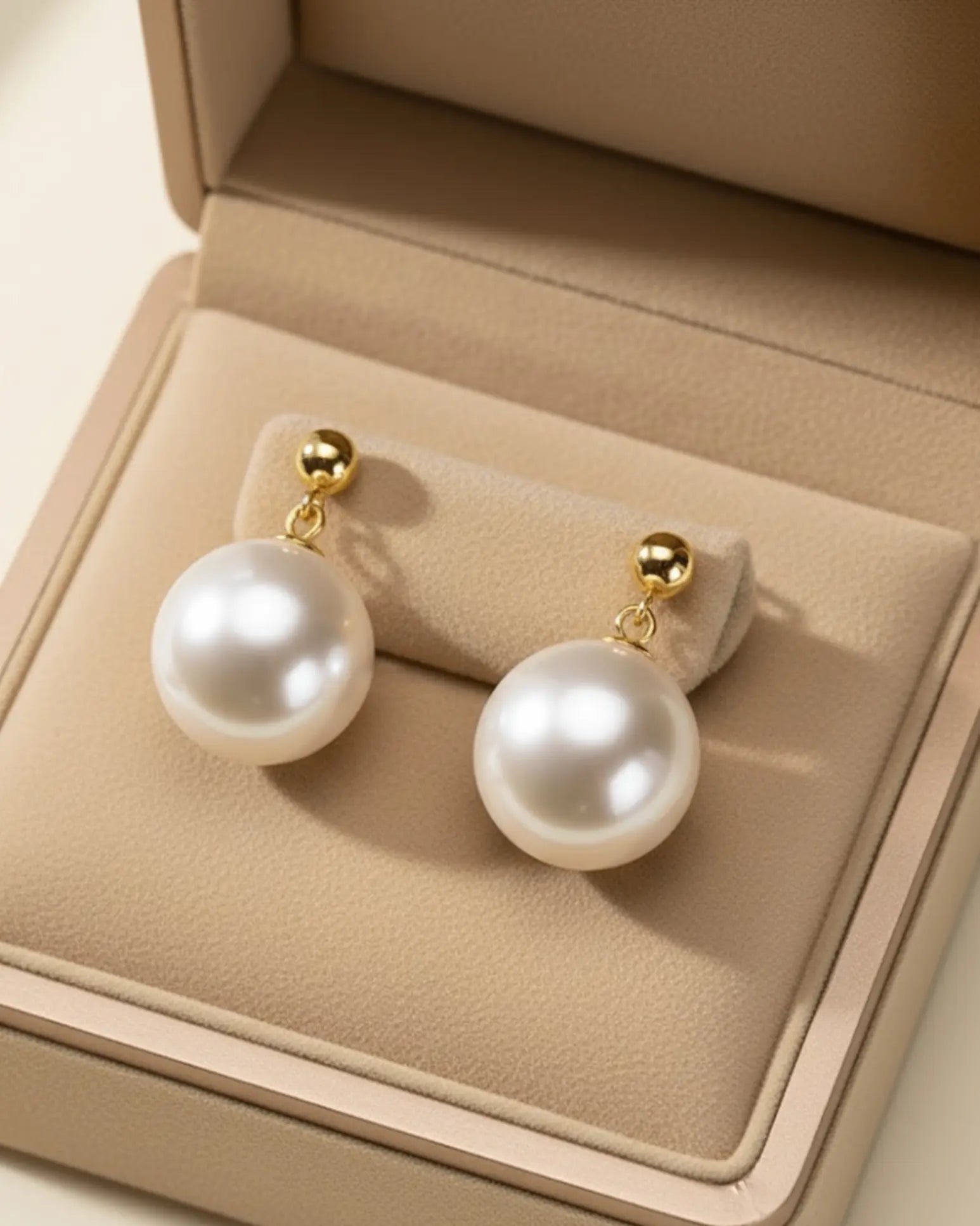 Clara – AAA Quality Edison Freshwater White Pearl Stud Earrings | 18K Solid Gold