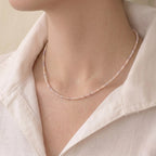 18K Solid Gold Dainty 3-3.5mm Natural Multicolor Freshwater Pearl Necklace