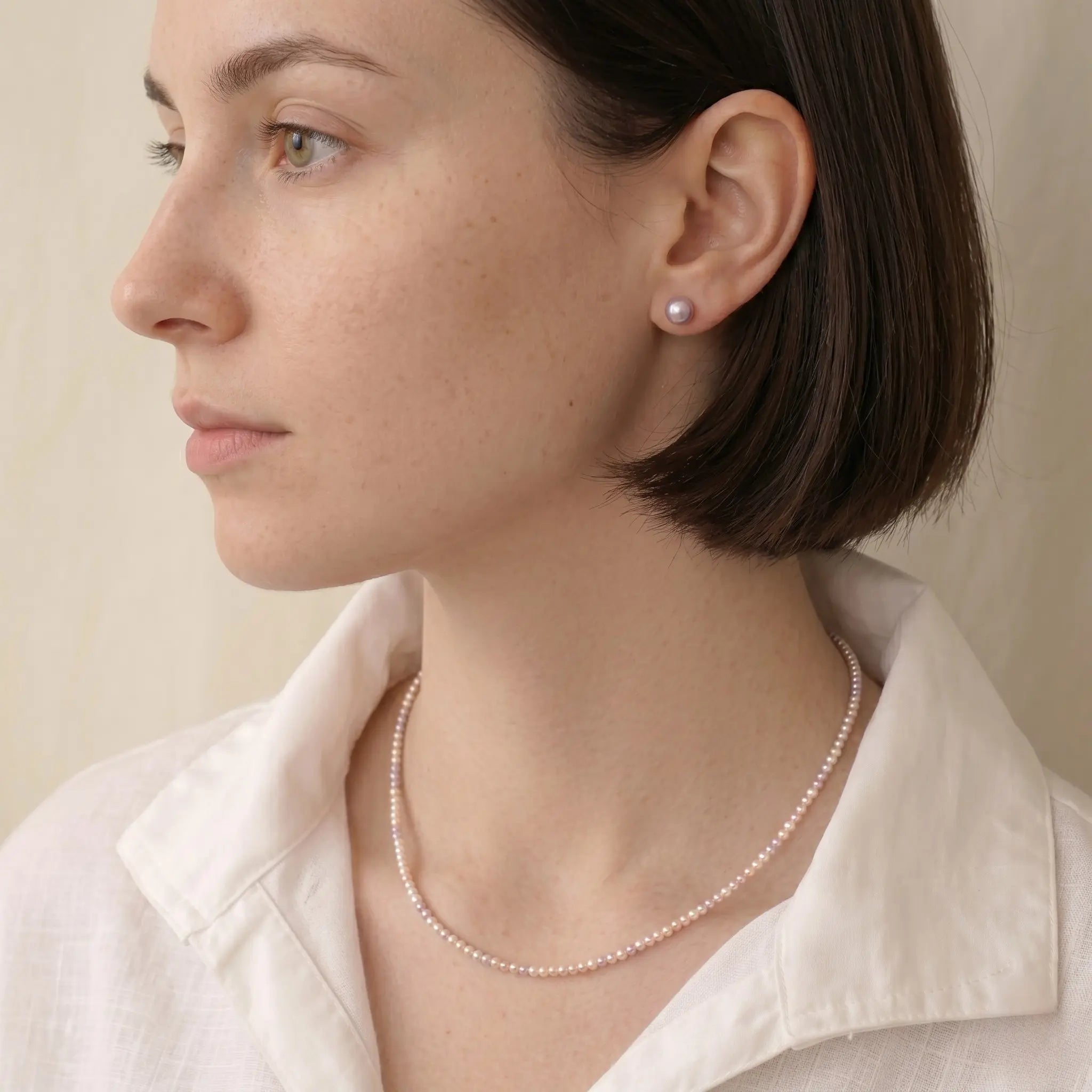 18K Solid Gold Dainty 3-3.5mm Natural Multicolor Freshwater Pearl Necklace