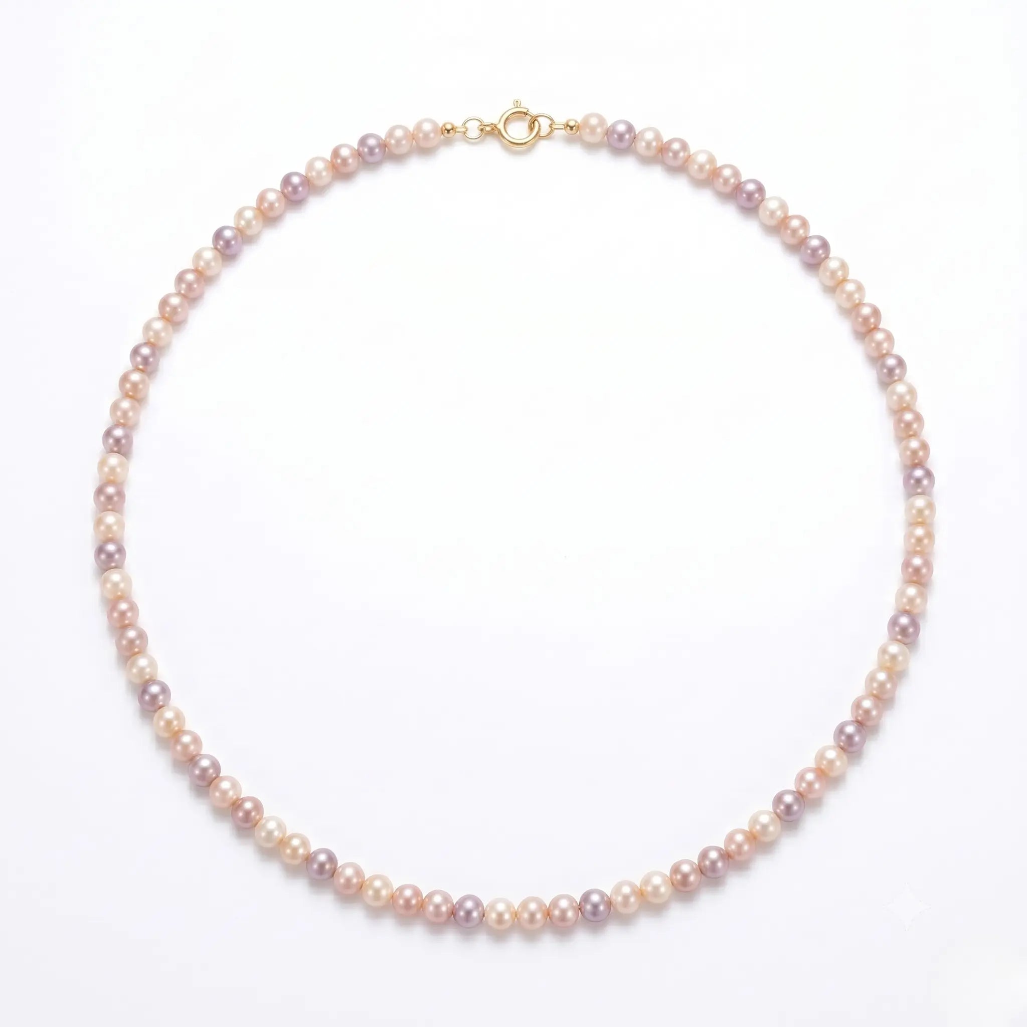 18K Solid Gold Dainty 3-3.5mm Natural Multicolor Freshwater Pearl Necklace