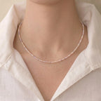 18K Solid Gold Dainty 3-3.5mm Natural Multicolor Freshwater Pearl Necklace