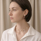 Dainty 18K Solid Gold Berry Pearl Station Earrings for Women