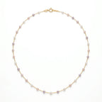 18K Solid Gold Pink Pearl Choker 3-3.5mm Freshwater Pearl Station Chain for Bridal & Wedding