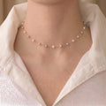 18K Gold 3-3.5mm Multicolor Tiny Pearl Station Choker