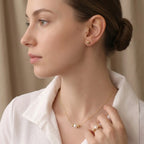 Dainty 18K Solid Gold Single Pearl Necklace for Women, Minimalist Real Freshwater Pearl Choker with Gold Beads