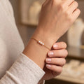 Dainty 18K Solid Gold Triple Pearl Bracelet, Minimalist 3.5mm Real Freshwater Pearl Strand Bracelet