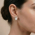 Sparkling Ribbon Bow Pearl Studs - Elegant 925 Silver Coquette Earrings