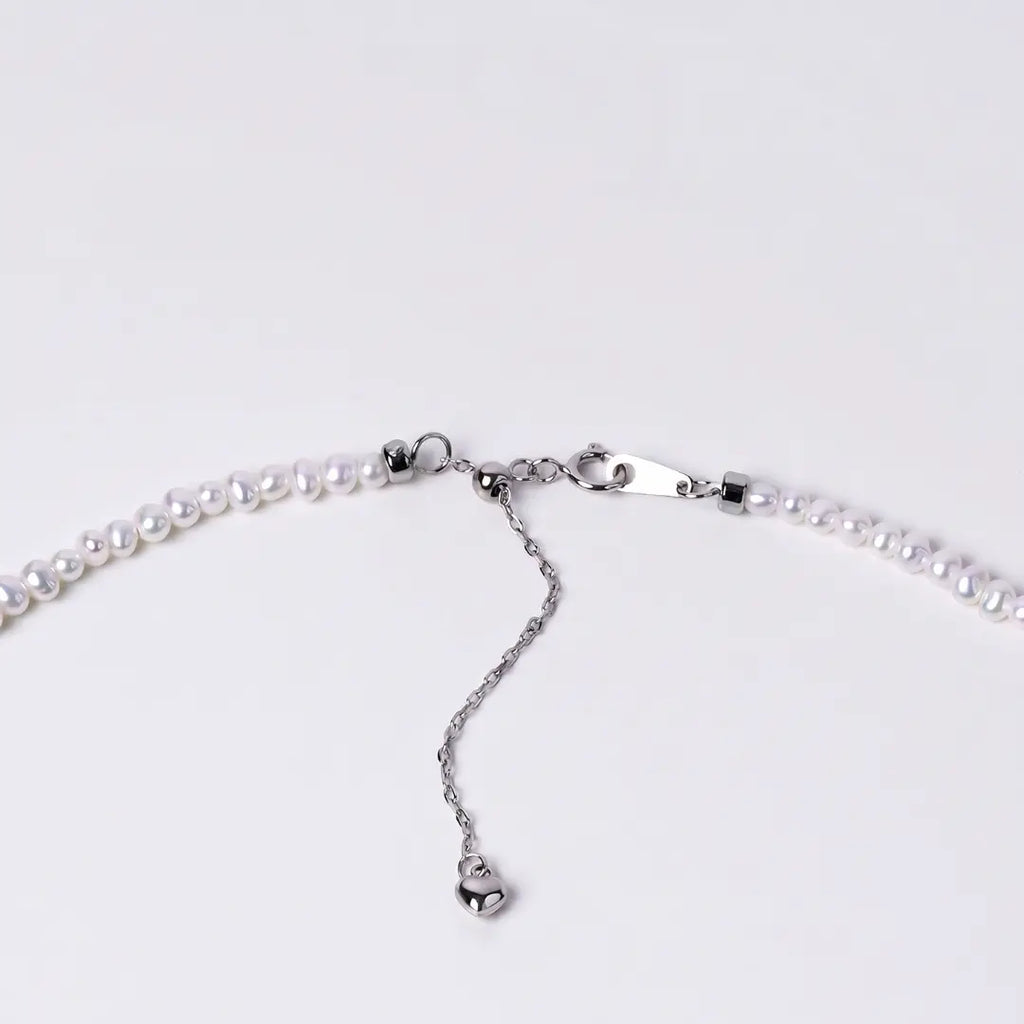 2-3mm Tiny Baroque Pearl Necklace, S925 Sterling Silver Minimalist Seed Pearl Choker