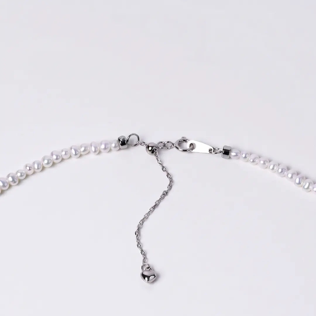 2-3mm Tiny Baroque Pearl Necklace, S925 Sterling Silver Minimalist Seed Pearl Choker