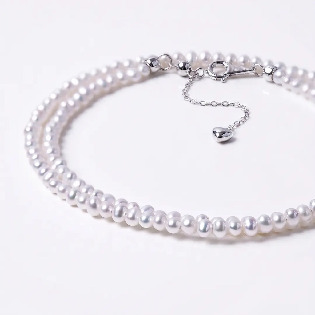 2-3mm Tiny Baroque Pearl Necklace, S925 Sterling Silver Minimalist Seed Pearl Choker