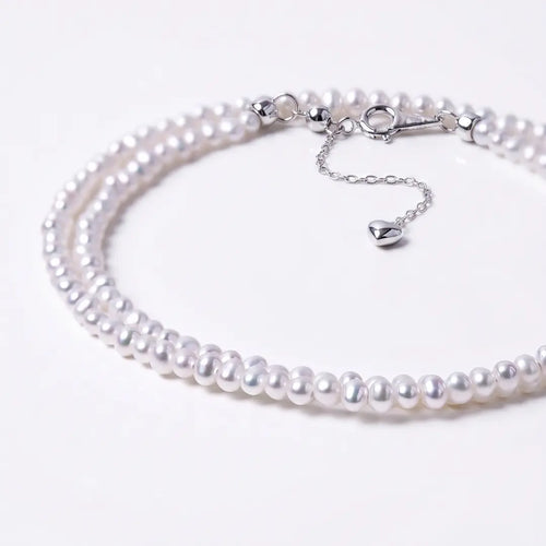 2-3mm Tiny Baroque Pearl Necklace, S925 Sterling Silver Minimalist Seed Pearl Choker