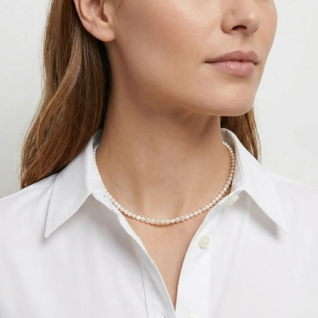 2-3mm Tiny Baroque Pearl Necklace, S925 Sterling Silver Minimalist Seed Pearl Choker