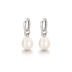 2-in-1 Detachable Baroque Pearl Huggie Hoops - Twisted Rope Detail 925 Silver