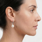 2-in-1 Detachable Baroque Pearl Huggie Hoops - Twisted Rope Detail 925 Silver