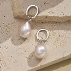 2-in-1 Detachable Baroque Pearl Huggie Hoops - Twisted Rope Detail 925 Silver