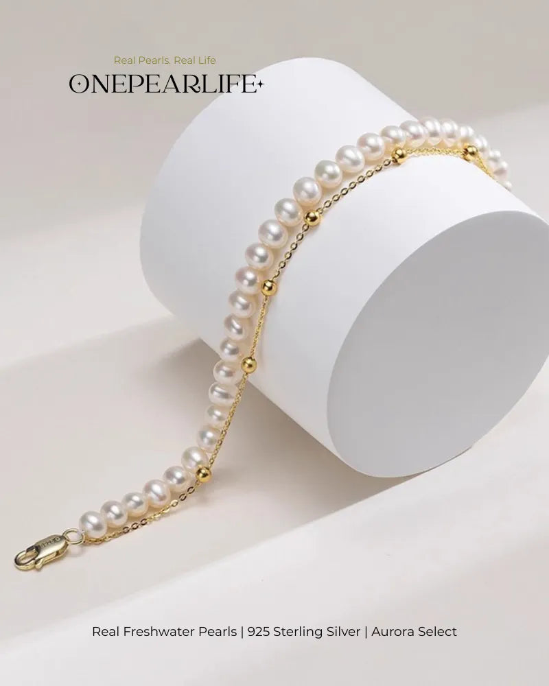Doria – AAA Quality Double-Layer White Freshwater Pearl Bracelet