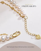 Double-Layer White Pearl Bracelet, Classic 6-7mm Freshwater Pearl Strand for Women