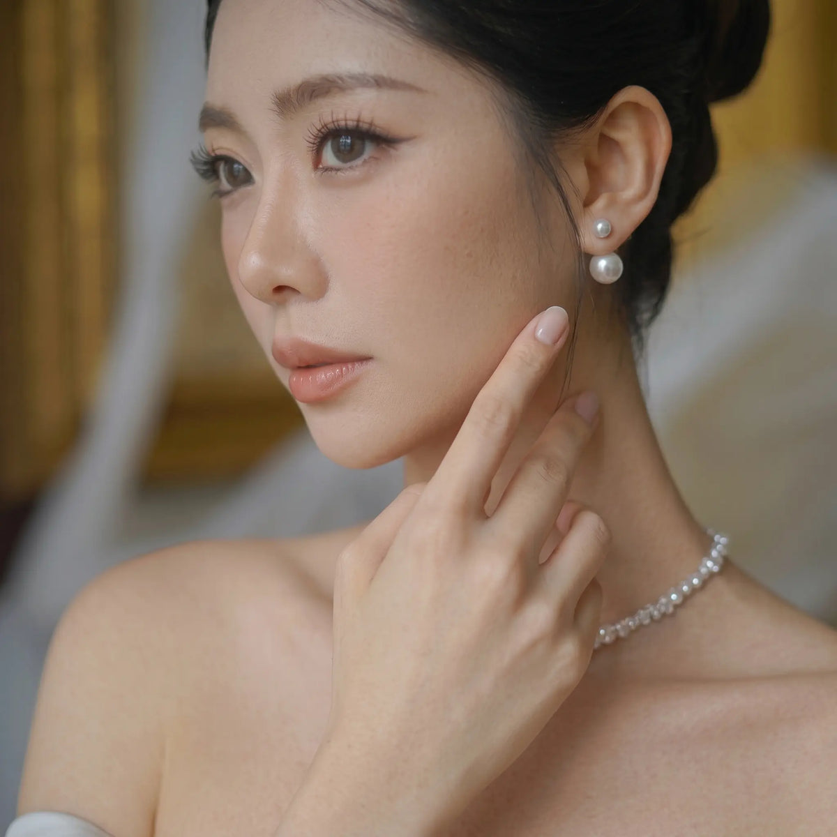925 Sterling Silver 6mm-10.5mm Graduated Double Bridal Freshwater Pearl Drop Earrings