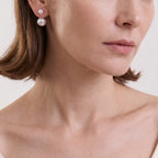 Large White Nucleated Edison Pearl Studs Earrings