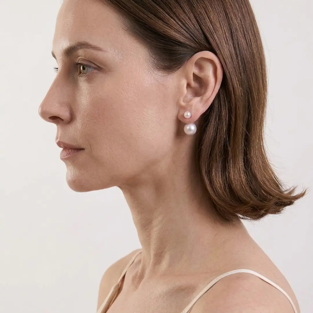 Large White Nucleated Edison Pearl Studs Earrings
