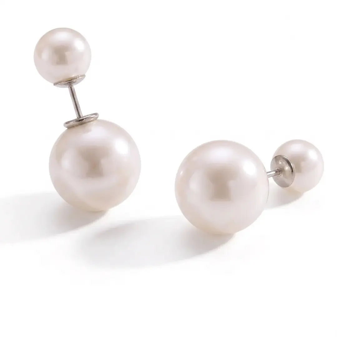 Large White Nucleated Edison Pearl Studs Earrings