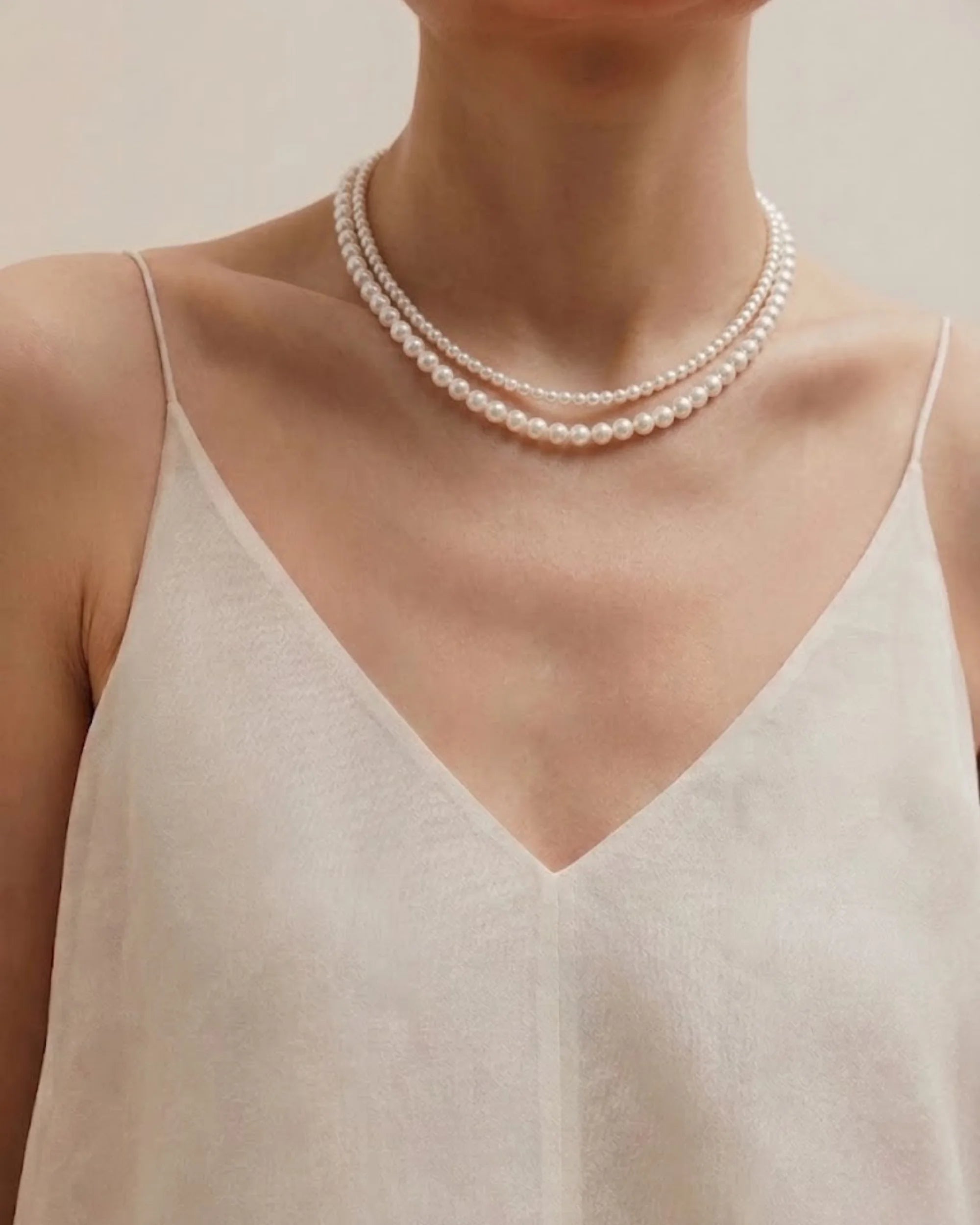 3-6.5mm Elegant Double-Row Pearl Strand Necklace