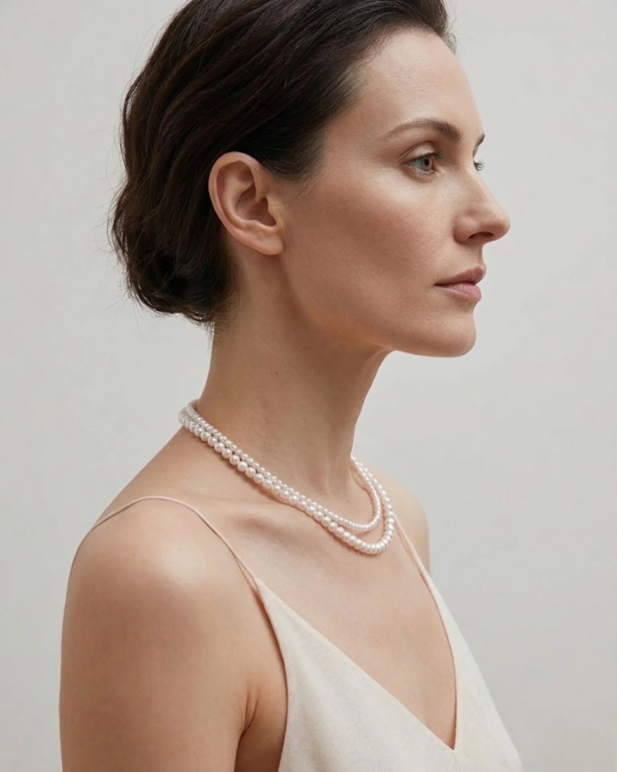 3-6.5mm Elegant Double-Row Pearl Strand Necklace