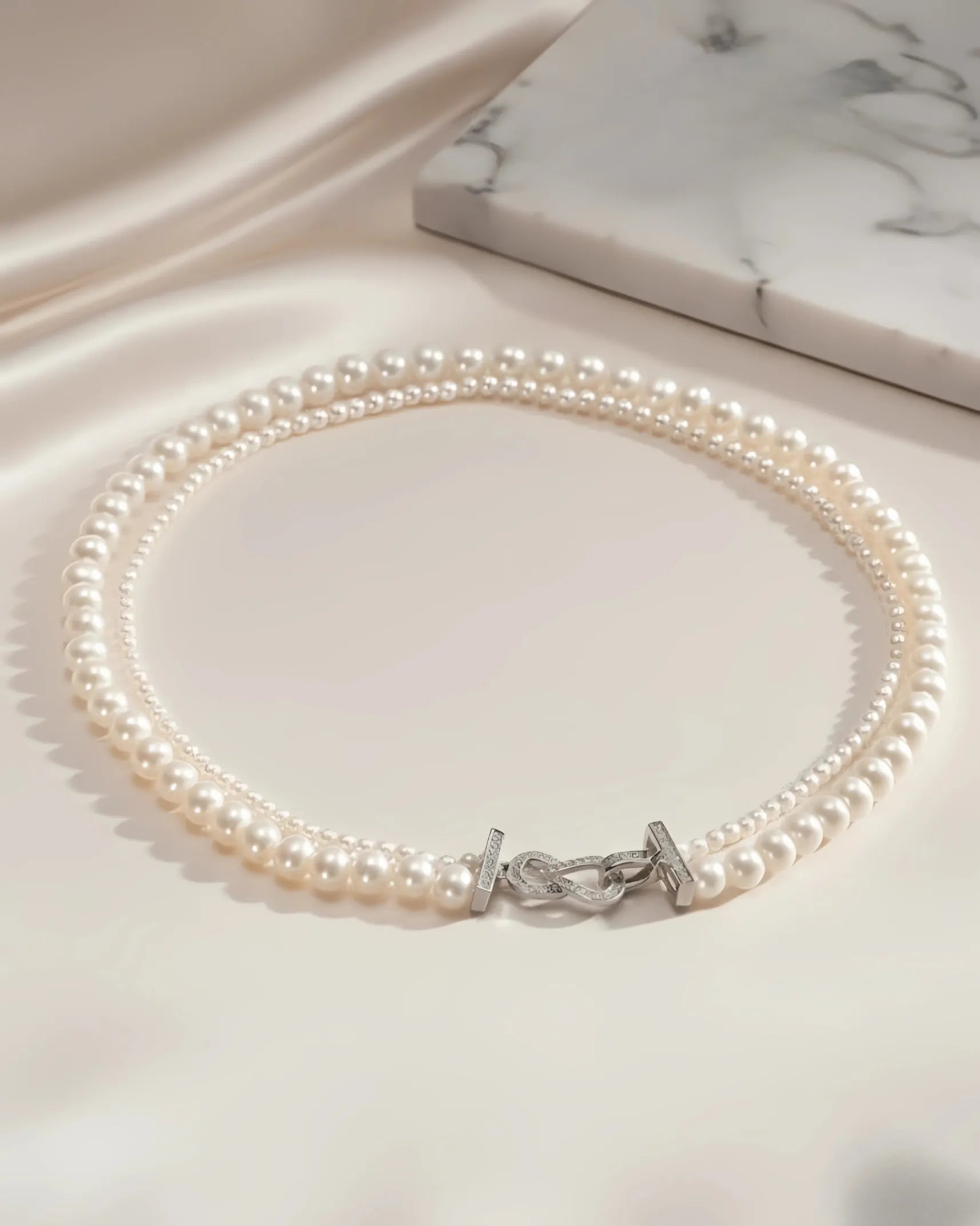 Duolara - Infinite 3-in-1 Convertible AAA White Freshwater Pearl Necklace